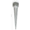 vidaXL Ground Spikes 2 pcs Silver 14x14x91 cm Galvanised Steel