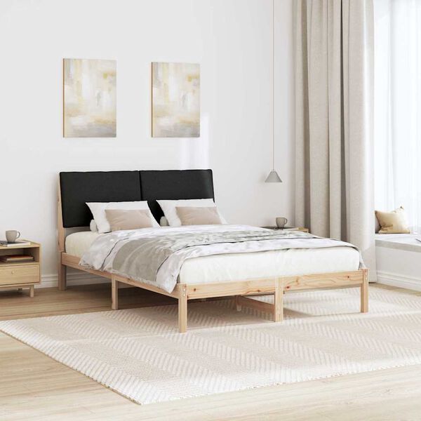 vidaXL Bed frame Brown and black 140 x 200 cm Solid pine wood