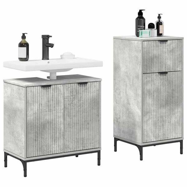 vidaXL Bathroom Furniture Set with Drawer 2 pcs Concrete Grey