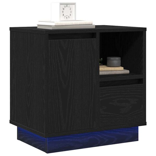 vidaXL Bedside Cabinet with Drawer 2 pcs Black Oak 50 x 34.5 x 50 cm