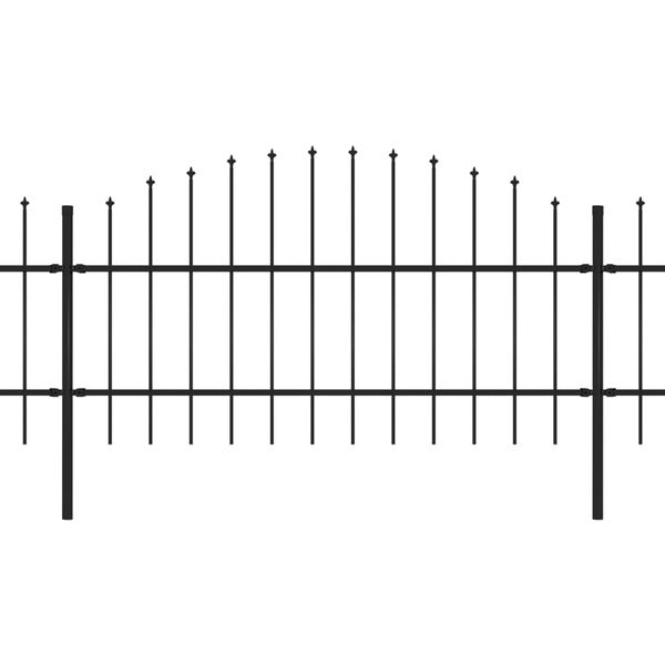 vidaXL Garden Fence with Spear Top Steel 714.5x100 cm Black