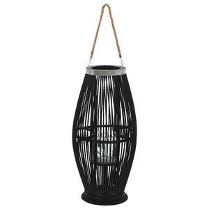vidaXL Hanging Candle Lantern Holder Bamboo Black 60 cm