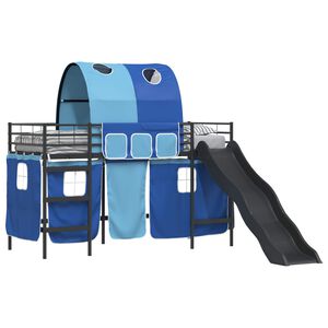 vidaXL Kids'Loft Bed Frame Black and Blue 99.5 x 190 cm Metal