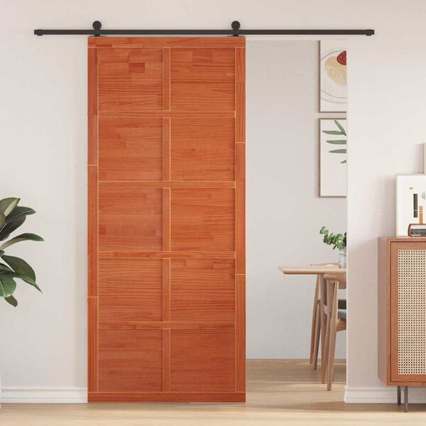 vidaXL Barn Door Brown 80 x 2.5 x 208 cm Solid Pine Wood
