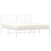 vidaXL Metal Bed Frame without Mattress with Headboard White 160x200cm