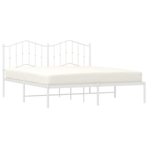 vidaXL Metal Bed Frame without Mattress with Headboard White 160x200cm