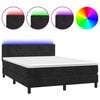 vidaXL Box Spring Bed with Mattress&LED Black 140x200cm Velvet