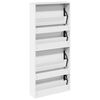 vidaXL Shoe Cabinet with Mirror 4-Layer High Gloss White 63x17x134 cm