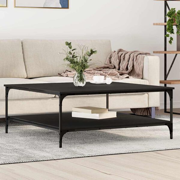 vidaXL Coffee Table Black oak 100 x 100 x 40 cm Engineered Wood