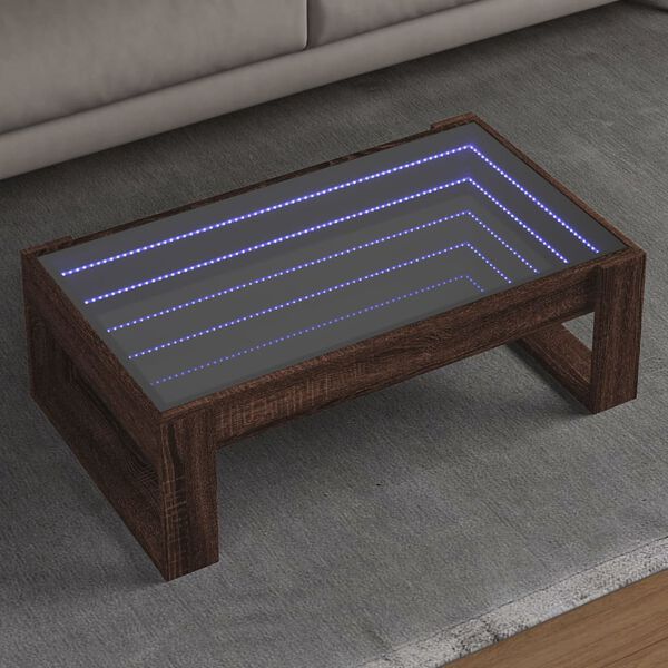 vidaXL Coffee Table with Infinity LED Brown Oak 90x53x30 cm