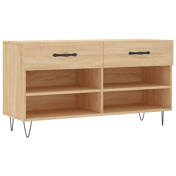 vidaXL Shoe Bench Sonoma Oak 102x35x55 cm Engineered Wood
