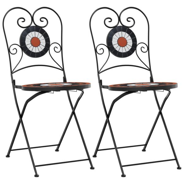 vidaXL Bistro Chairs Foldable 2 pcs Terracotta and White Ceramic