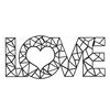 Homemania Wall Decoration Words Love 50x20 cm Steel Black
