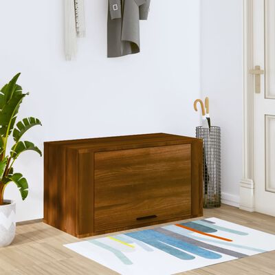 vidaXL Wall-mounted Shoe Cabinet Brown Oak 70x35x38 cm Solid Wood Pine