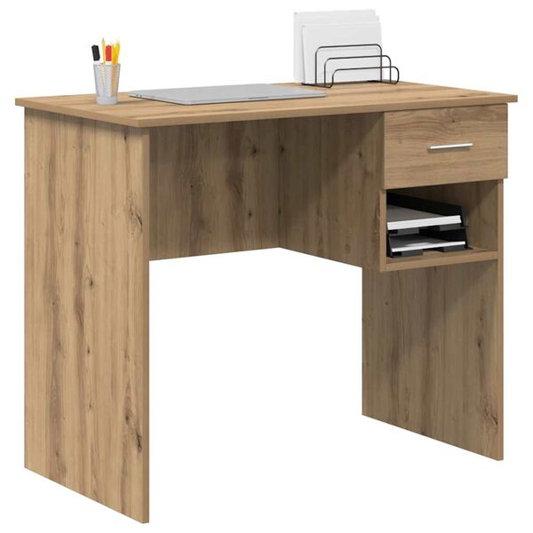 vidaXL Desk with Drawer Artisan oak 90 x 49.5 x 75 cm Engineered wood