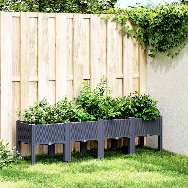 vidaXL Garden Planter with Legs Blue Grey 160x40x42 cm PP
