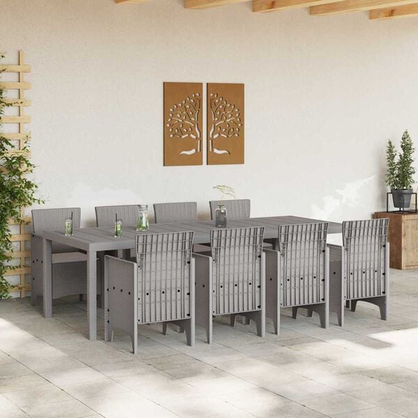 vidaXL Garden Dining Set 9 pcs White Polypropylene