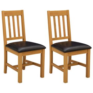 vidaXL Dining Chair VENLO 2 pcs Solid Oak Wood Black 45 x 53 x 92 cm