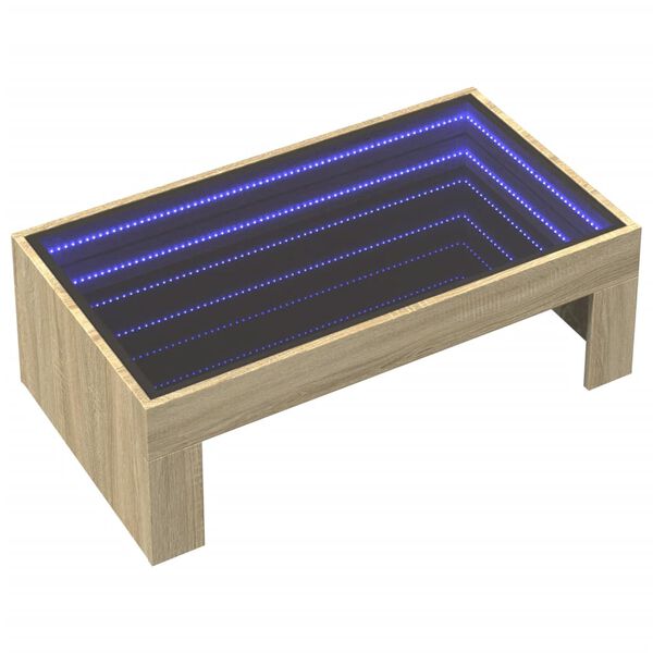 vidaXL Coffee Table with Infinity LED Sonoma Oak 90x50x30 cm