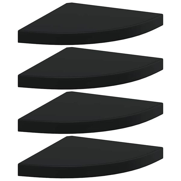 vidaXL Floating Corner Shelves 4 pcs Black 35x35x3.8 cm MDF