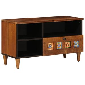 vidaXL TV Cabinet with Drawer Walnut 80 x 33 x 46 cm Solid Mango Wood