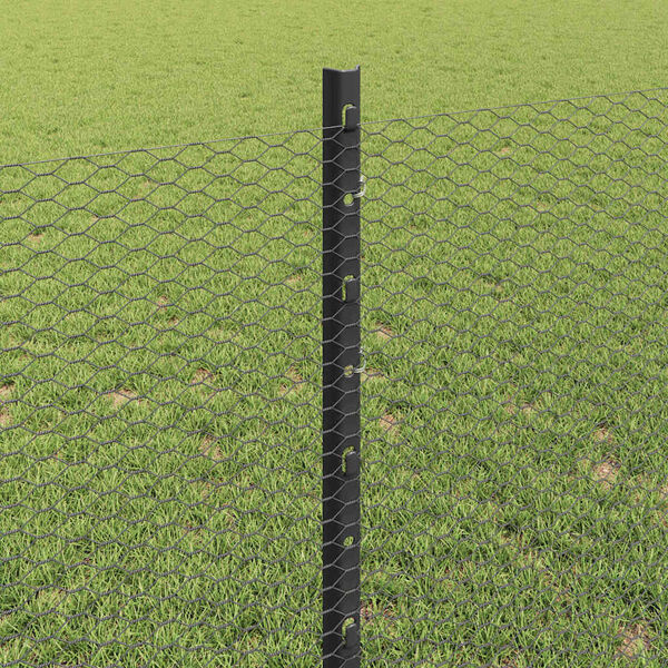 vidaXL Fence with Post Grey 0.8 x 25 m Steel