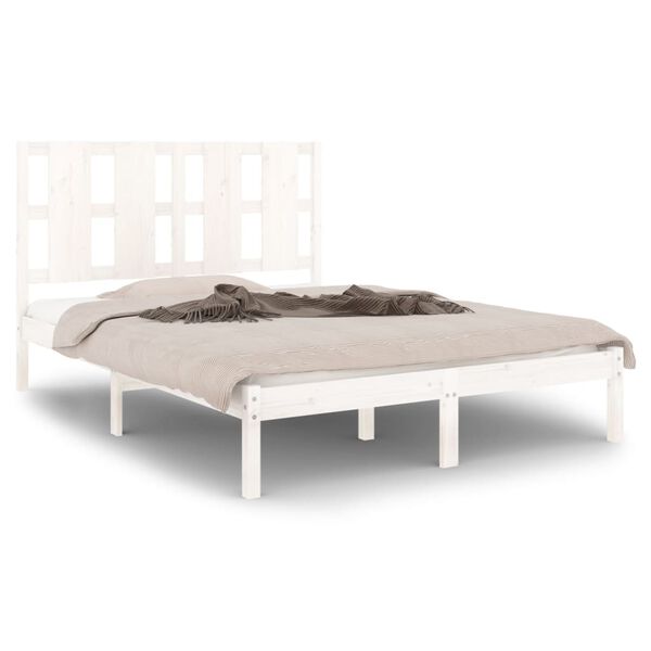 vidaXL Bed Frame without Mattress White 135x190 cm Double Solid Wood
