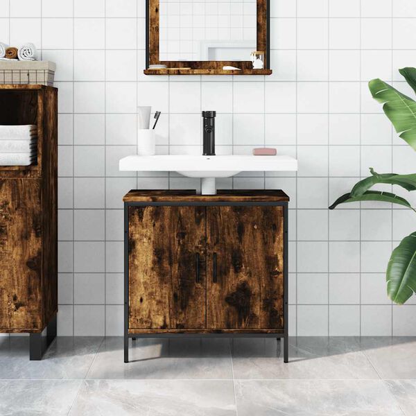 vidaXL Bathroom Sink Cabinet Smoked Oak 60x30x60 cm Engineered Wood