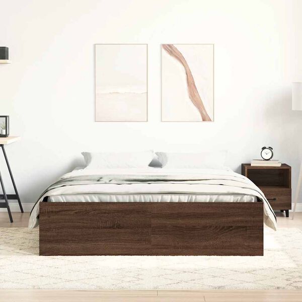 vidaXL Bed Frame without Mattress Brown Oak 120x200 cm