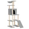 vidaXL Cat Tree with Sisal Scratching Posts Light Grey 166 cm