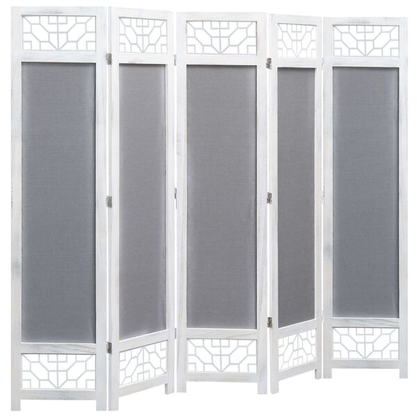 vidaXL 5-Panel Room Divider Grey 175x165 cm Fabric