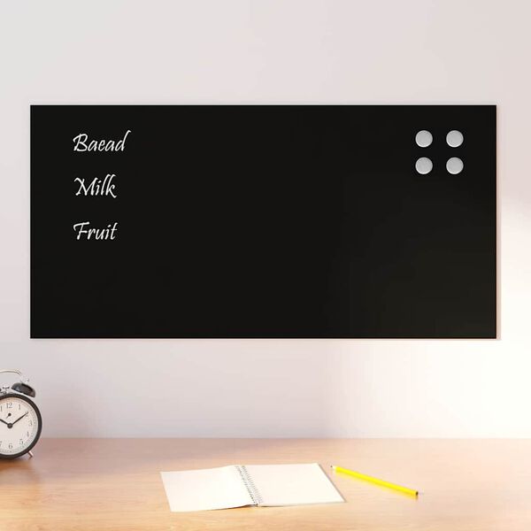 vidaXL Wall-mounted Magnetic Board Black 80x40 cm Tempered Glass