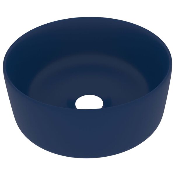 vidaXL Luxury Wash Basin Round Matt Dark Blue 40x15 cm Ceramic
