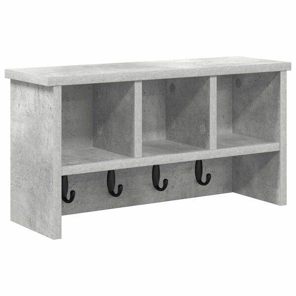 vidaXL Wall-Mounted Coat Rack with Shelf Concrete grey 50 x 16 x 26 cm