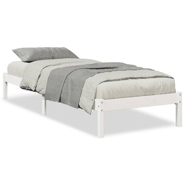 vidaXL Extra Long Bed Frame without Mattress White 100x220 cm Solid Wood Pine