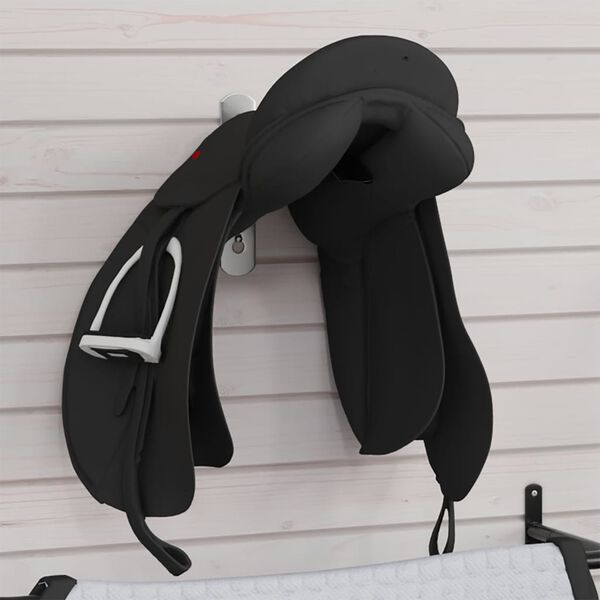 vidaXL Saddle Rack with Bridle Hook Single Arm Foldble Black Iron