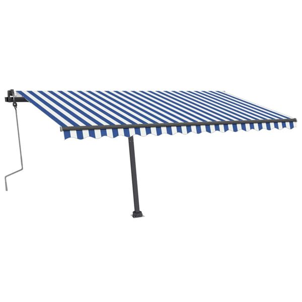 vidaXL Manual Retractable Awning with LED 400x350 cm Blue and White