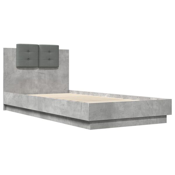 vidaXL Bed Frame with LED without Mattress Concrete Grey 90x200 cm