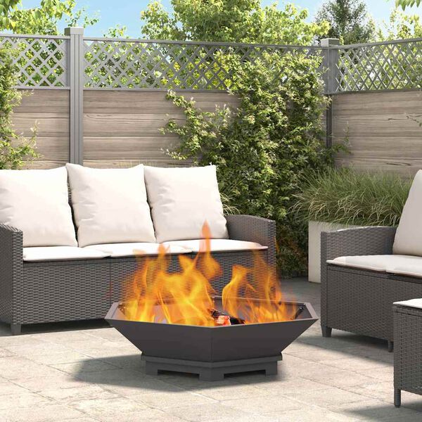 vidaXL Fire Pit Black 100 x 100 x 28 cm Cold-rolled steel
