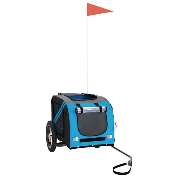 vidaXL Pet Bike Trailer Blue and Grey Oxford Fabric and Iron