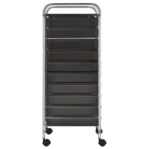 vidaXL XXL 15-Drawer Mobile Storage Trolley Black Plastic