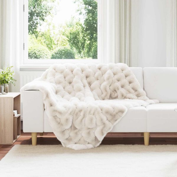 vidaXL Faux Rabbit Fur Blanket White 130 x 150 cm Polyester