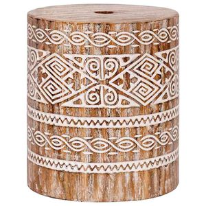 vidaXL Parasol Base 23 kg White Washed Solid Wood Cylindrical
