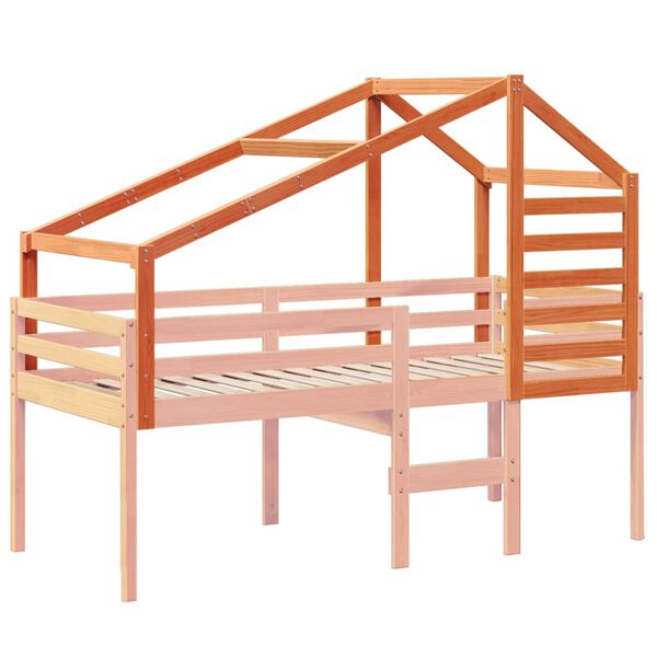 vidaXL Kids' Bed Roof Wax Brown 198x87x113 cm Solid Wood Pine