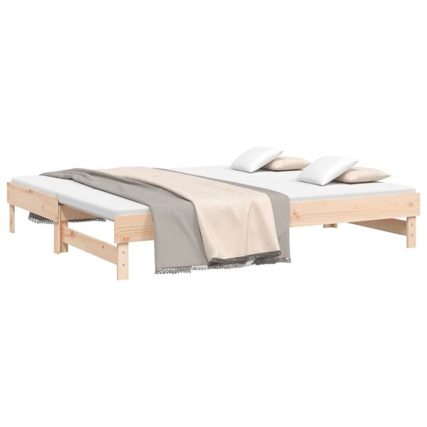 vidaXL Pull-out Day Bed without Mattress 2x(90x200) cm Solid Wood Pine