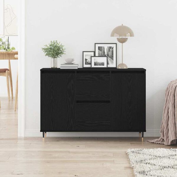 vidaXL Sideboard Black Oak 101.5 x 35 x 70 cm Engineered Wood