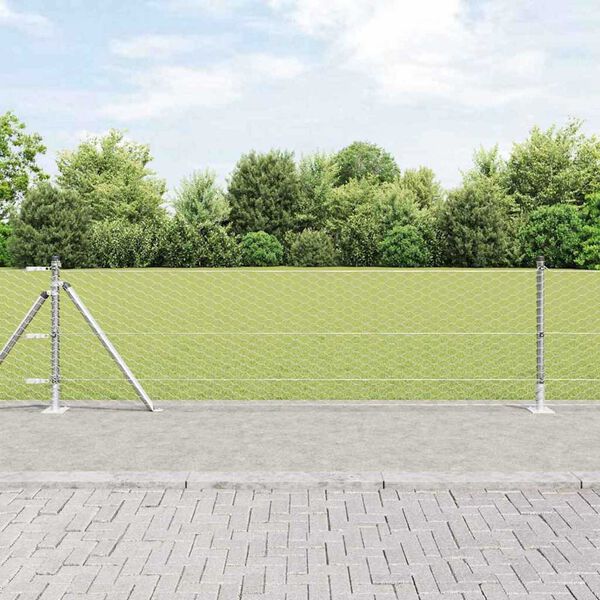 vidaXL Fence Post Silver 25 x 0.6 m (36 mm mesh) Steel