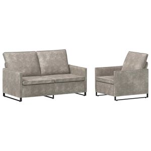 vidaXL Sofa Set 2 pcs Light Grey Faux Suede Fabric