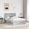 vidaXL Bed Frame with Drawer Concrete Grey 140 x 200 cm Engineer Wood
