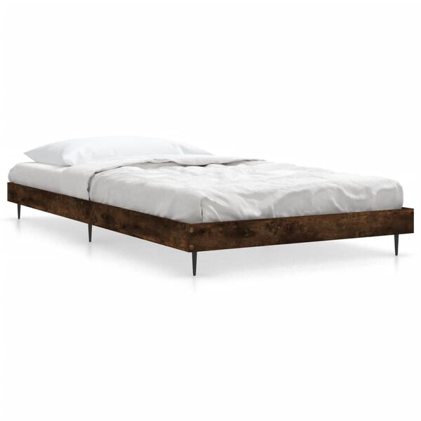 vidaXL Bed Frame without Mattress Smoked Oak 90x190 cm Single Engineered Wood